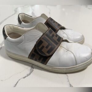 Fendi White and Brown Sneakers